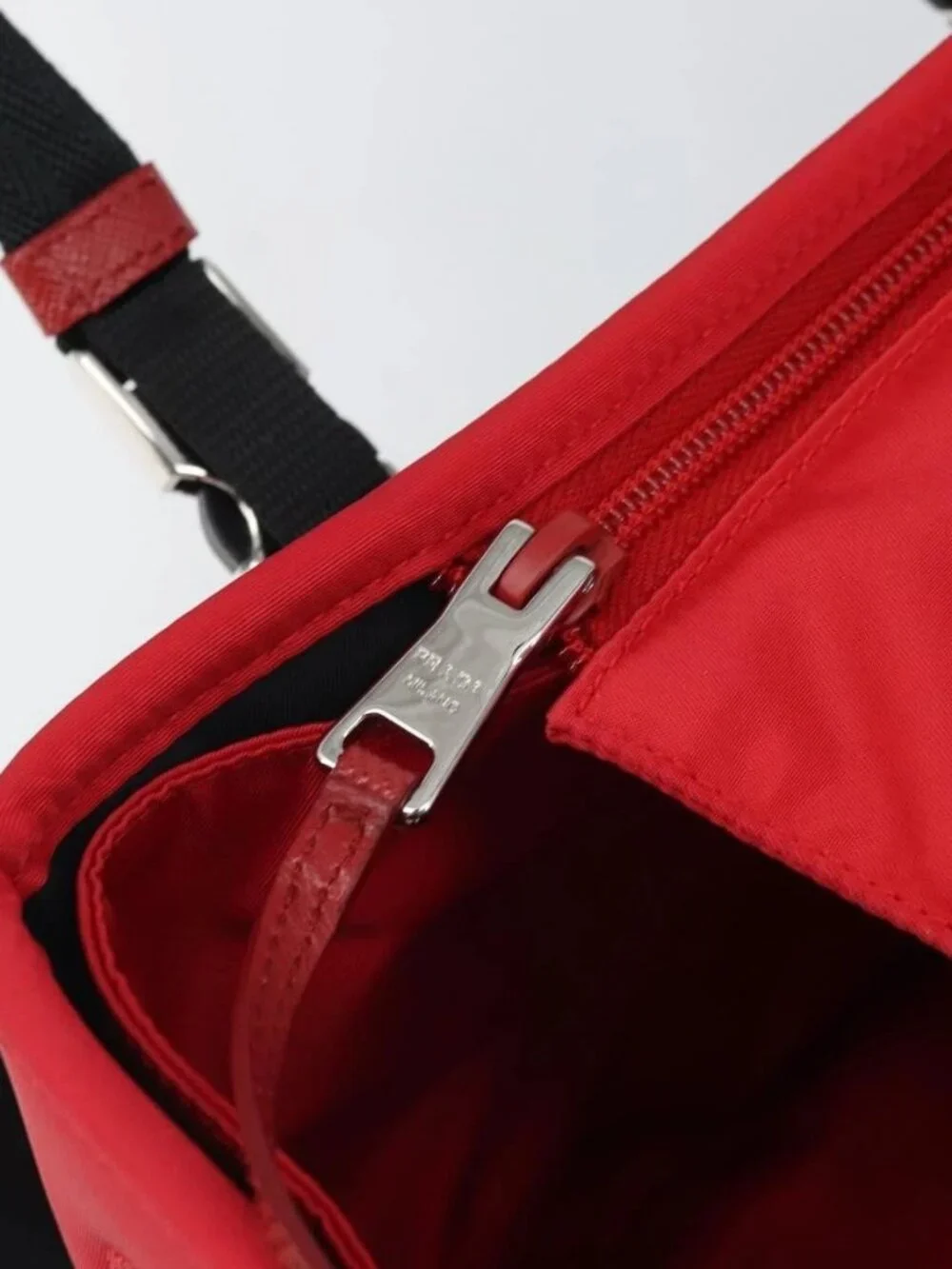 PRADA Pet Bag Pet Carry Nylon 2way Red Silver